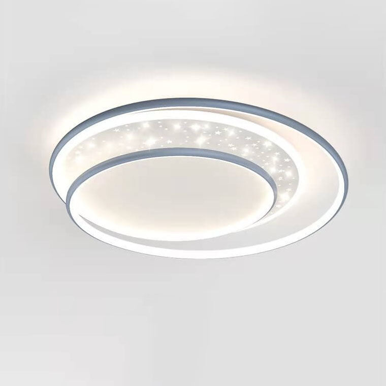 Modern Creative Children's Round Star Aluminum Acrylic LED Flush Mount Lighting
