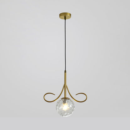 Modern Luxury Glass Ball Shade Arc Iron 1-Light Pendant Light For Living Room