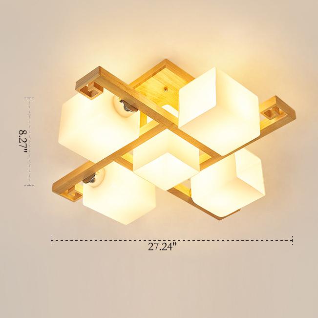 Nordic Modern Creative Solid Wood 4/5/8/9 Lights Flush Mount Ceiling Light