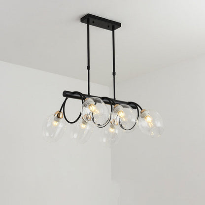 Nordic Light Luxury Gradient Glass Linear  6/8/10 Light Island Light Chandelier