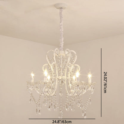 Modern Minimalist Branch Candlesticks Crystal Iron Glass 4/6/8 Light Chandelier For Living Room