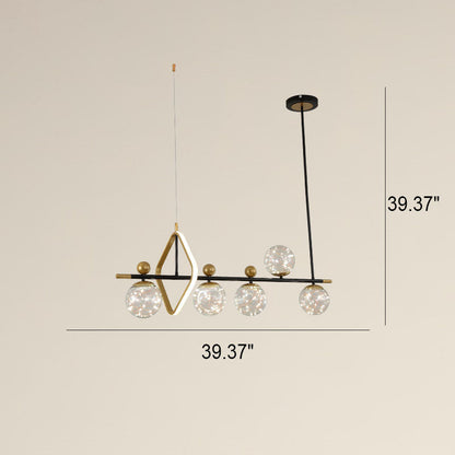 Nordic Light Luxury Round Ball Iron Glass LED Chandelier