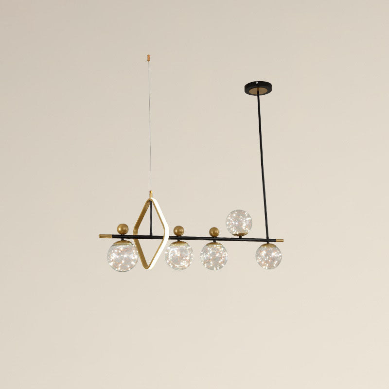 Nordic Light Luxury Round Ball Iron Glass LED Chandelier