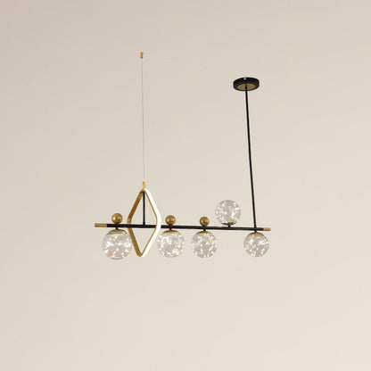 Nordic Light Luxury Round Ball Iron Glass LED Chandelier