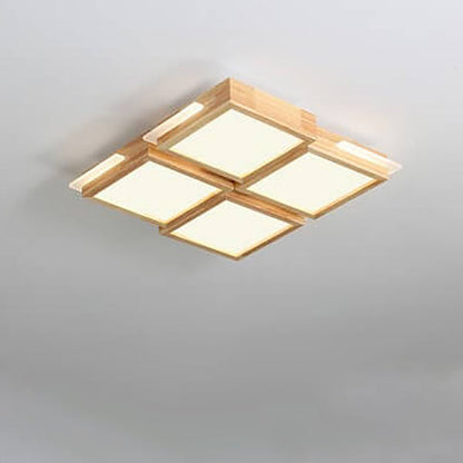مصباح LED مربع بسيط من الخشب الصلب بتصميم نورديك 