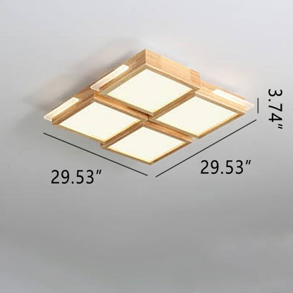 مصباح LED مربع بسيط من الخشب الصلب بتصميم نورديك 