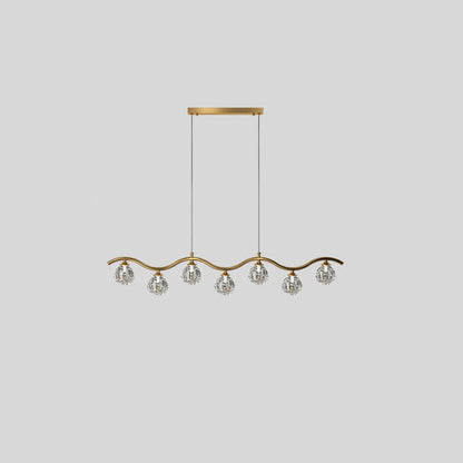 Modern Luxury Glass Magic Bean Brass Curve 5/7 Light Island Light Chandelier