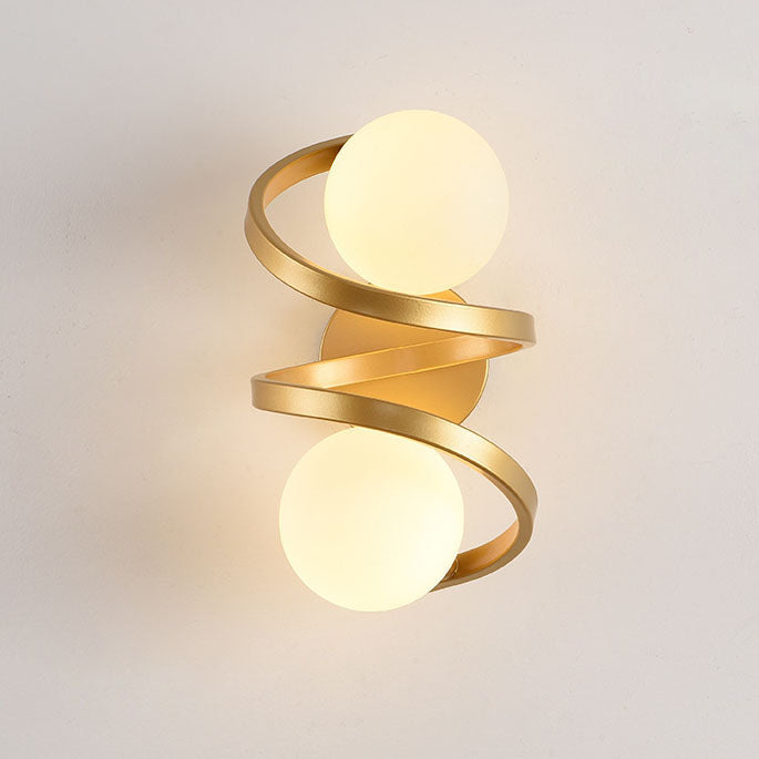 Modern Minimalist Round Ball Iron Glass 2-Light Wall Sconce Lamp