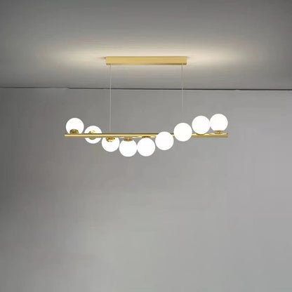 Contemporary Scandinavian Glass Magic Bean Long Strip 7/9/11 Light Island Light Chandelier For Dining Room