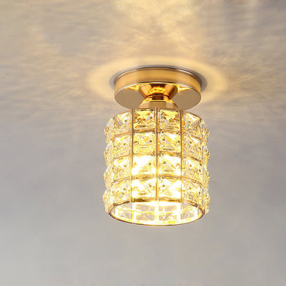 Nordic Luxury Crystal Magic Square Gold 1-Light Semi-Flush Mount Ceiling Light
