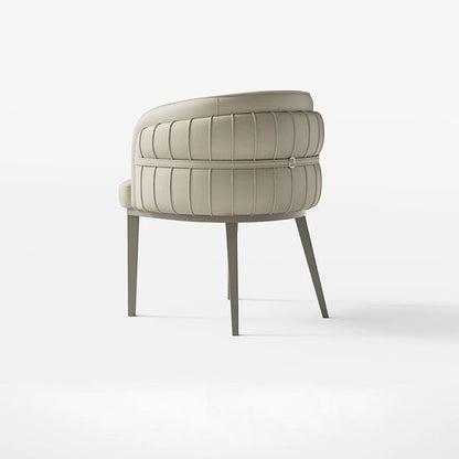Modern Luxury Round Upholstered Faux Leather Carbon Steel Dining Chair Curved Backrest For Dining Room