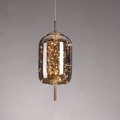Contemporary Scandinavian Cylinder Oval Glass 1-Light Pendant Light For Bedroom