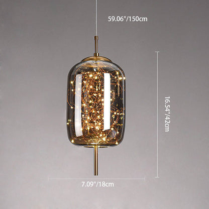 Contemporary Scandinavian Cylinder Oval Glass 1-Light Pendant Light For Bedroom