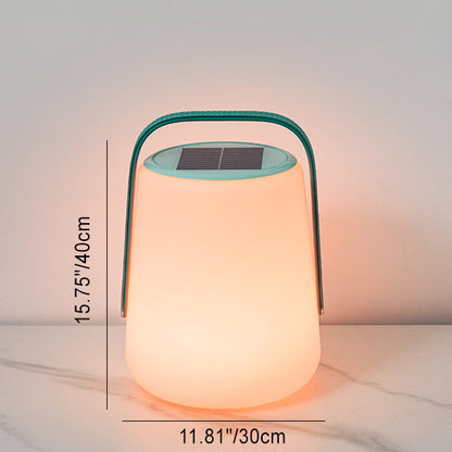 Modern Minimalist Solar Waterproof Leather PE Cylinder Striped Lantern Portable LED Landscape Lighting Outdoor Light For Outdoor Patio