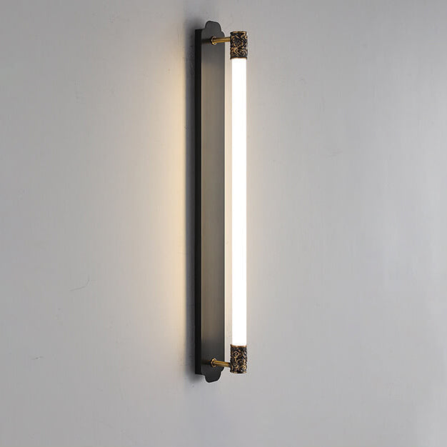 Modern Minimalist All Copper Straight Strip LED Wall Sconce Lamp