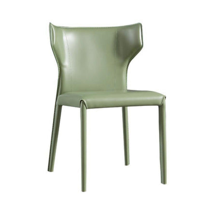 Modern Minimalist Square Artificial Leather Carbon Steel Frame Dining Chair Wing Back Armless For Dining Room