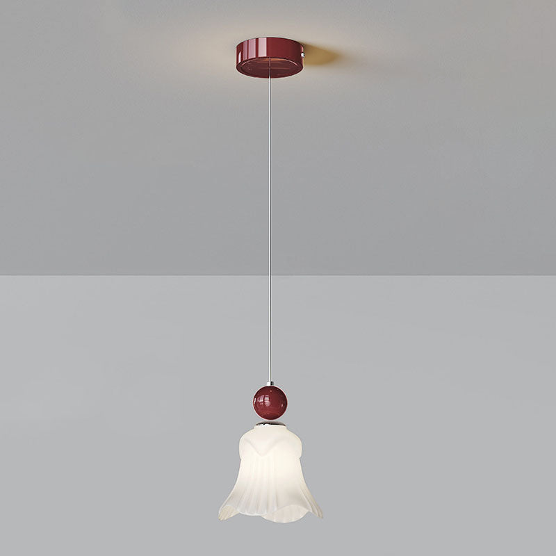 Modern Simplicity Iron Glass Long Line Flower Ball 1-Light Pendant Light For Bedroom