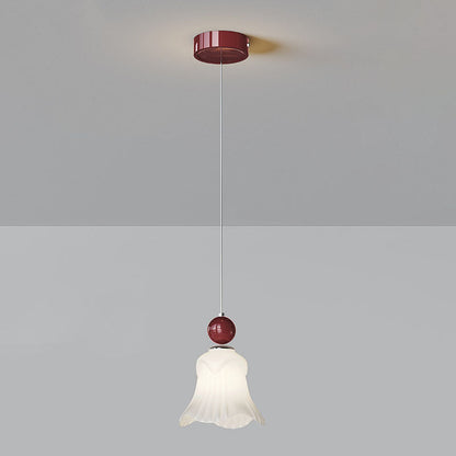 Modern Simplicity Iron Glass Long Line Flower Ball 1-Light Pendant Light For Bedroom