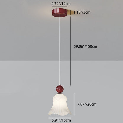 Modern Simplicity Iron Glass Long Line Flower Ball 1-Light Pendant Light For Bedroom