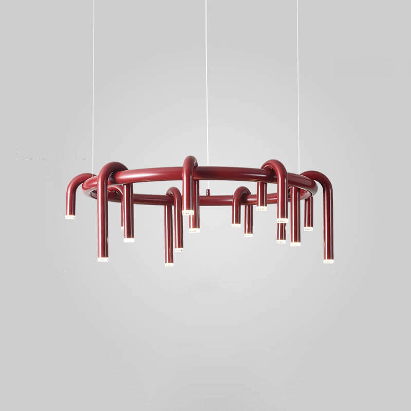 Modern Mid-Century Iron Geometric Line Combination LED Chandelier For Living Room