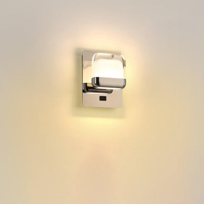 مصباح حائط LED مربع الشكل مصنوع من الأكريليك بتصميم عصري وبسيط من الفولاذ المقاوم للصدأ 
