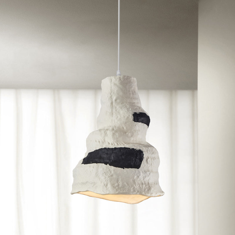 Contemporary Nordic Polystyrene Pudding Moon 1-Light Pendant Light For Dining Room