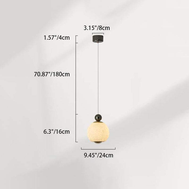 مصباح LED معلق كروي معاصر من الألومنيوم والرخام لغرفة المعيشة 