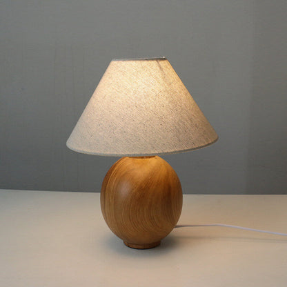 Japanese Wabi-sabi Vintage Solid Wood Fabric 1-Light Table Lamp