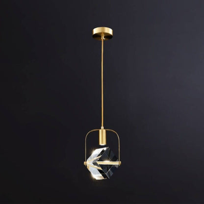 Modern Simplicity Crystal Square 1-Light Pendant Light For Bedroom