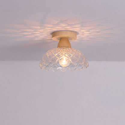 Japanese Minimalist Log Glass 1-Light Semi-Flush Mount Light