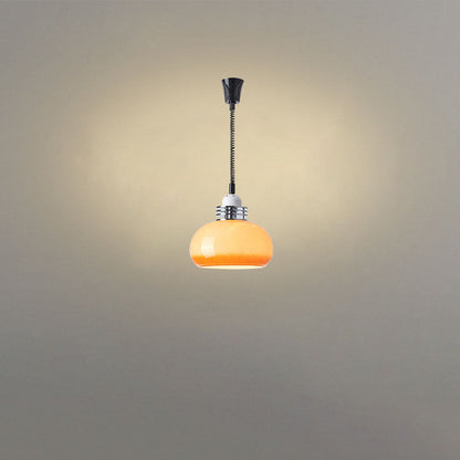 Japanese Minimalist Hardware Glass Round Head Retractable 1-Light Pendant Light