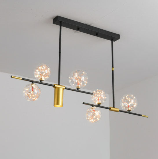 Modern Minimalist Round Ball Glass Iron LED Chandelier