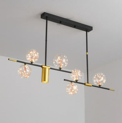Modern Minimalist Round Ball Glass Iron LED Chandelier