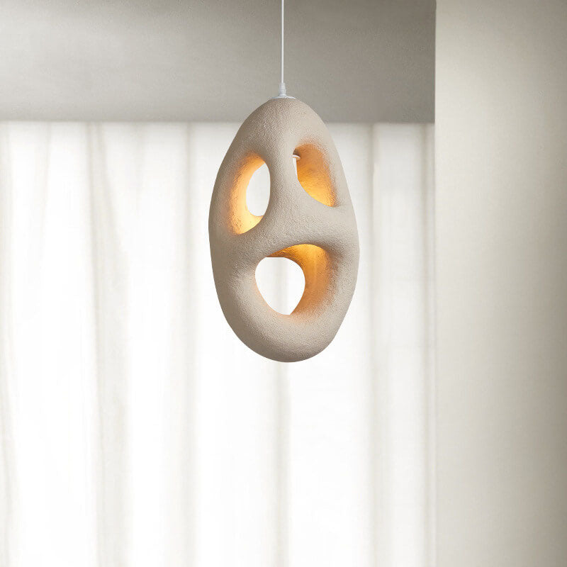 Japanese Wabi-sabi Resin Geometric Circle 1-Light Pendant Light