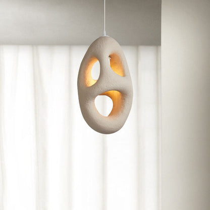 Japanese Wabi-sabi Resin Geometric Circle 1-Light Pendant Light