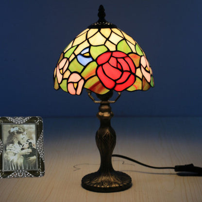 Traditional Tiffany Resin Glass Umbrella Shape 1-Light Table Lamp For Bedroom