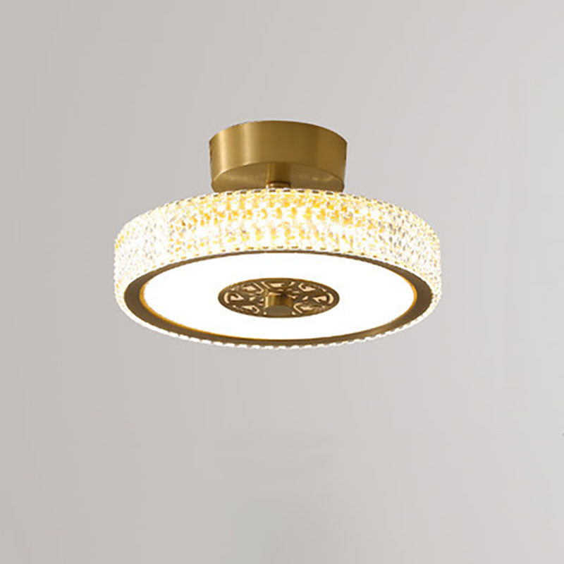 Modern Light Luxury Retro Full Copper Cloud Glass LED Flush Mount Lighting