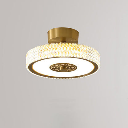 Modern Light Luxury Retro Full Copper Cloud Glass LED Flush Mount Lighting