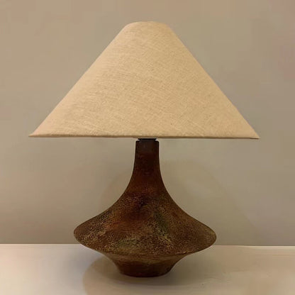 Wabi-Sabi Vintage Cone Vase Base Ceramic Fabric 1-Light Table Lamp