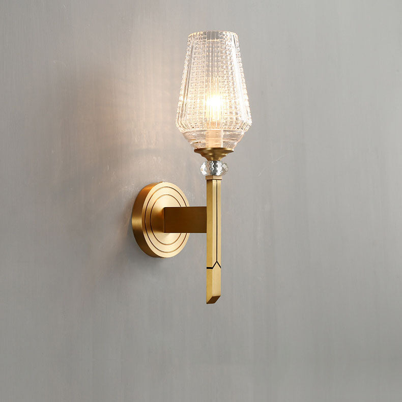 مصباح حائطي فاخر من Nordic Light مصنوع بالكامل من النحاس والزجاج بنصف ضوء 