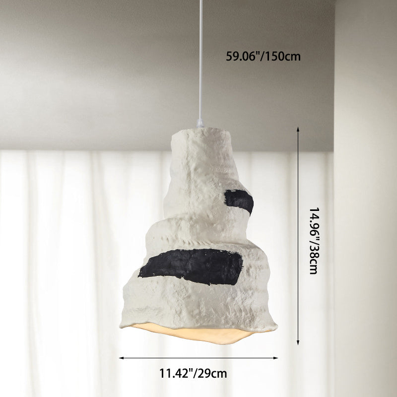 Contemporary Nordic Polystyrene Pudding Moon 1-Light Pendant Light For Dining Room
