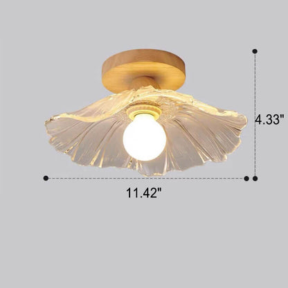 Japanese Simple Glass Log 1-Light Semi-Flush Mount Light