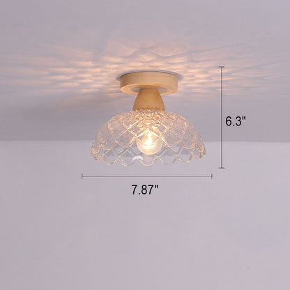Japanese Minimalist Log Glass 1-Light Semi-Flush Mount Light