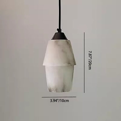 Modern Minimalist Cylinder Copper Marble 1-Light Pendant Light For Bedroom