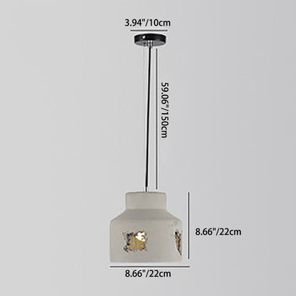Contemporary Industrial Iron Cement Cylinder Skeletonized Split 1-Light Pendant Light For Dining Room