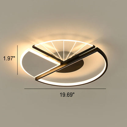 Modern Minimalist Geometric Shapes Black White Iron LED Flush Mount Light