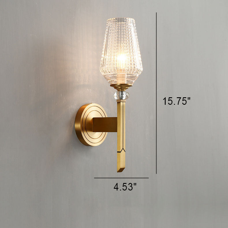 مصباح حائطي فاخر من Nordic Light مصنوع بالكامل من النحاس والزجاج بنصف ضوء 
