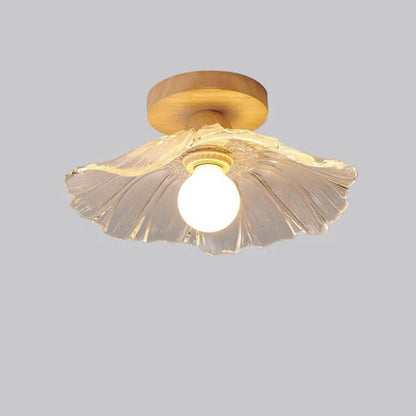Japanese Simple Glass Log 1-Light Semi-Flush Mount Light
