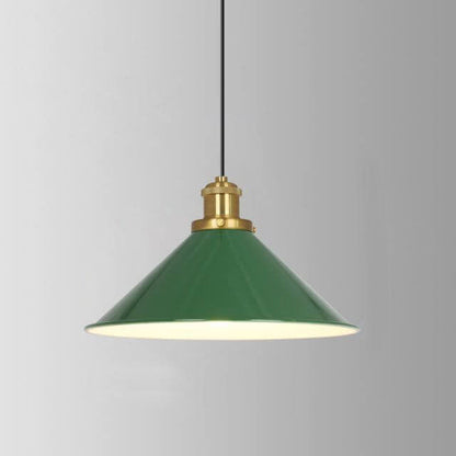 Industrial Vintage Green Iron Dome Cone 1-Light Pendant Light