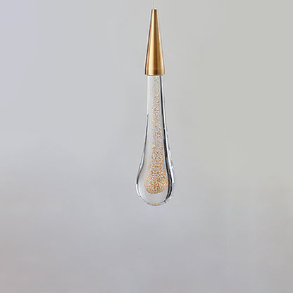 Modern Simplicity Iron Aluminum Crystal Drop Meteor Shower LED Pendant Light For Dining Room